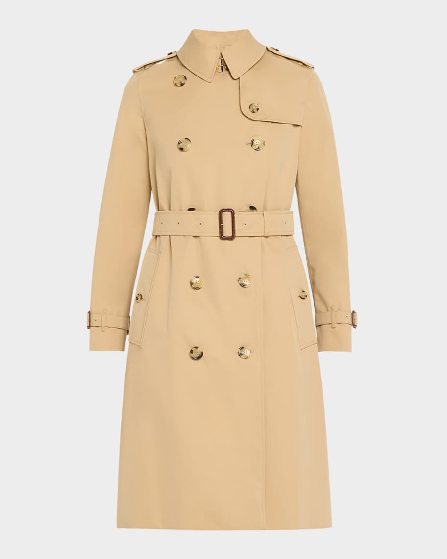 Burberry Kensington Organic Belted Double-Breasted Long Trench Coat | Neiman Marcus