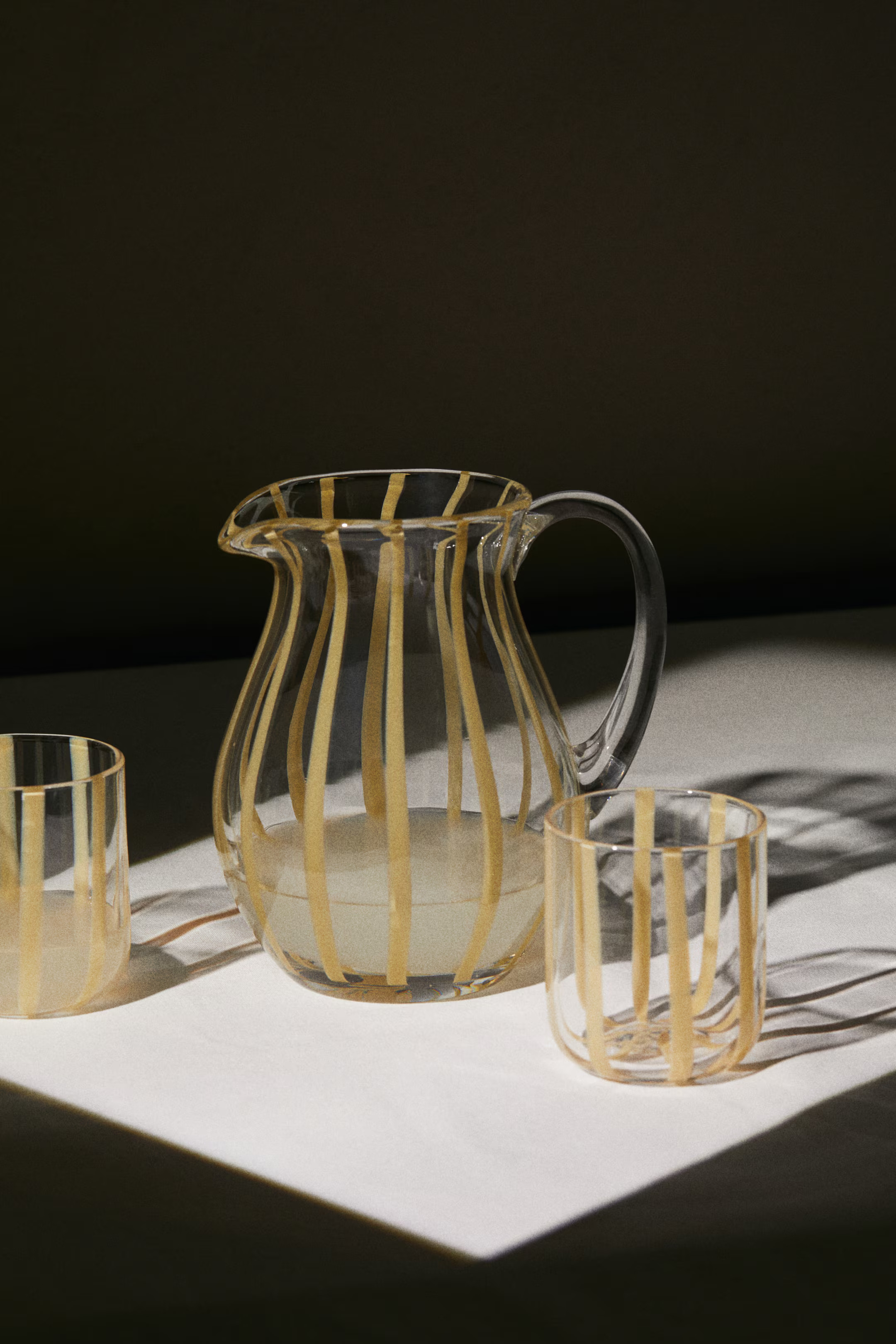 Patterned Glass Pitcher - Yellow/striped - Home All | H&M US | H&M (US + CA)