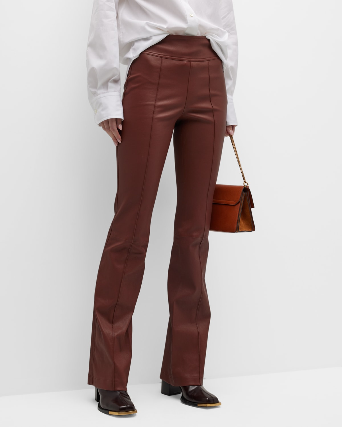 Bootcut Stretch Leather Pants | Neiman Marcus