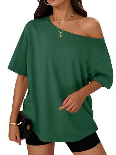 Trendy Queen Womens Off the Shoulder Tops Oversized Summer Spring T-Shirts 2026 | Amazon (US)
