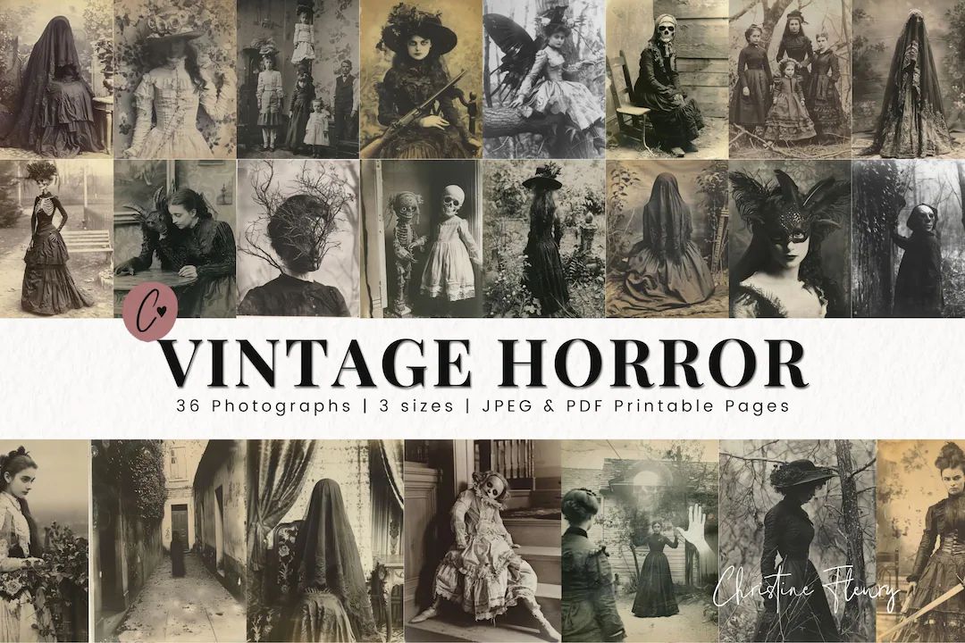 Vintage Horror Photographs, 36 Vintage Junk Journal Photos, Gothic Junk Journal, Halloween Scrapb... | Etsy (US)