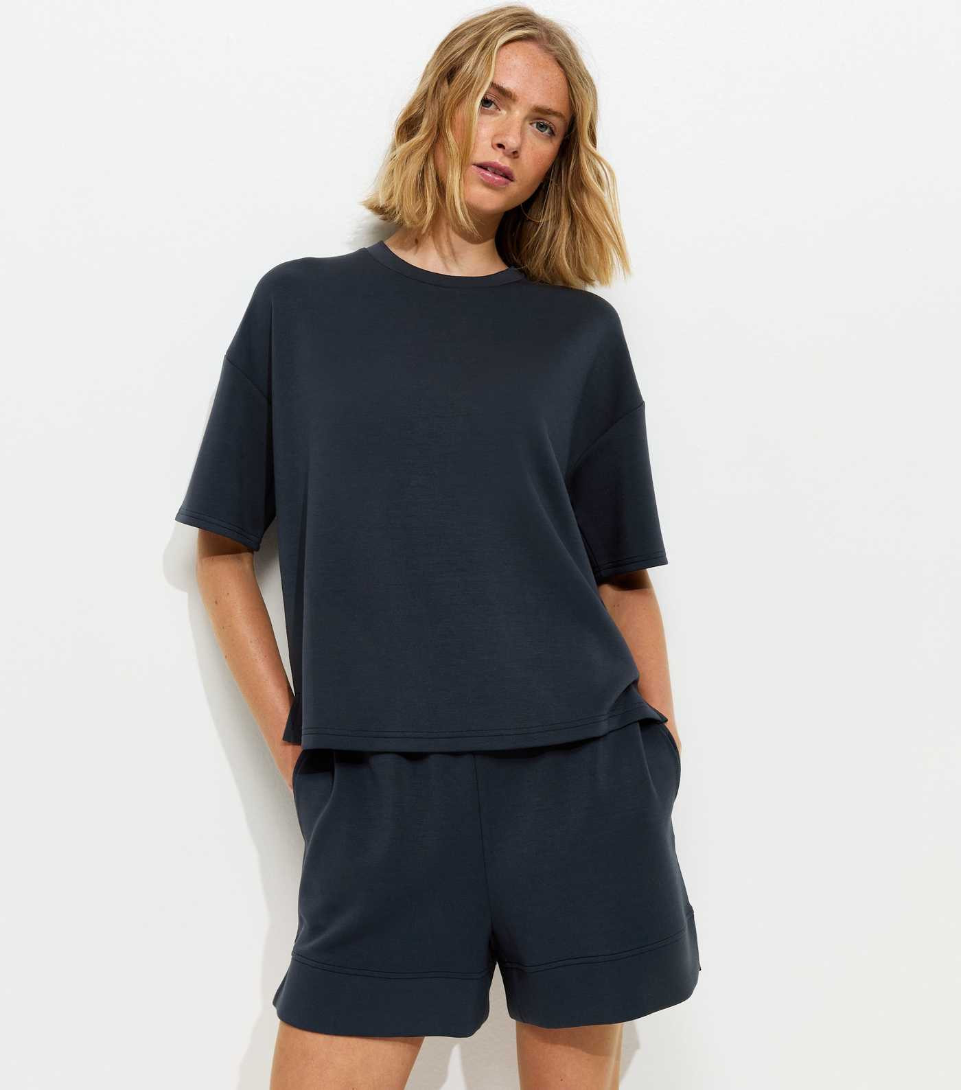 Premium Navy Sweatshirt T-Shirt | New Look | New Look (UK)