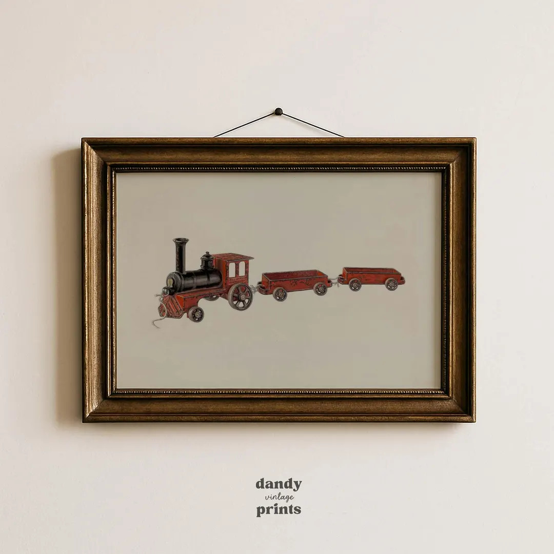 Wooden Train Wall Art Print: Vintage Nursery Decor (digital Download) - Etsy | Etsy (US)