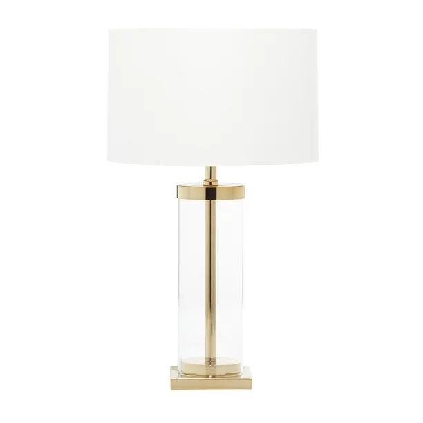 Cosmoliving by Cosmopolitan 24" Gold Table Lamp with White Linen Shade - Walmart.com | Walmart (US)