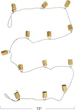 Creative Co-Op Metal Bell Garland with Black and White String, Antique Gold Finish | Amazon (US)