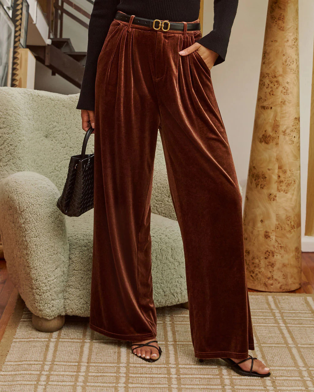Muted Marrow Pleated Velvet Pants | VICI