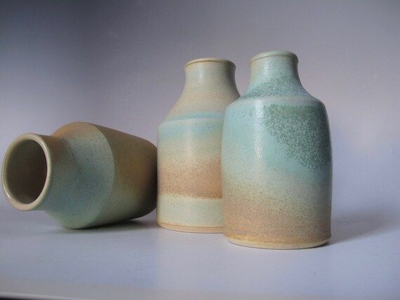 Handmade Stoneware Green Brown Bud Vase Ceramic Flower Vase | Etsy | Etsy (US)
