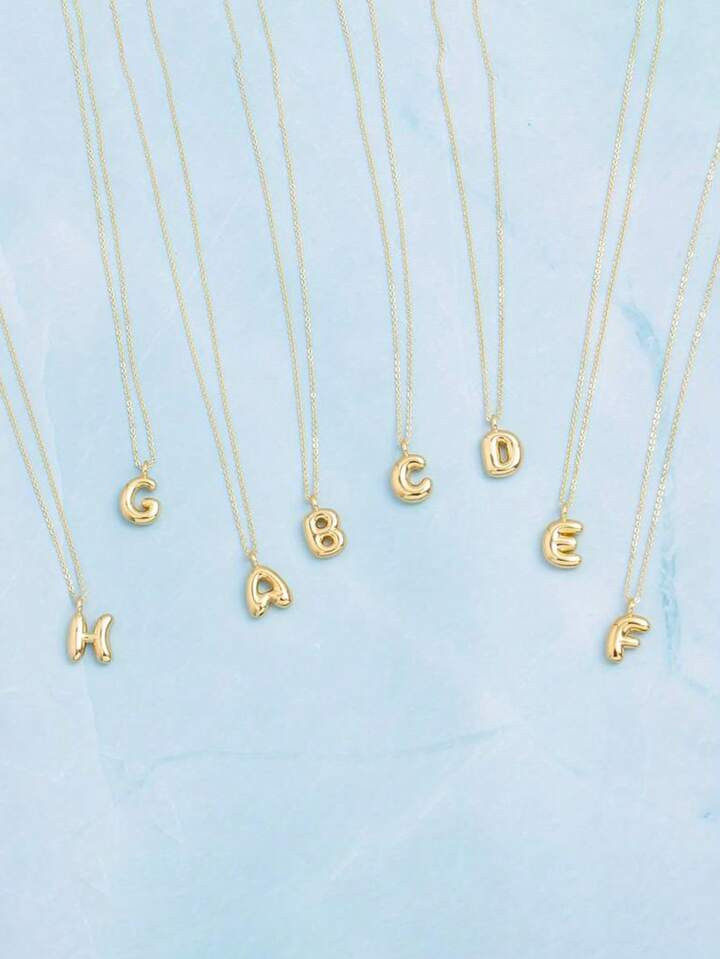 1 Pc Minimalist Cute Design Letter Pendant Necklace Fashionable Balloon Glossy Surface Chunky Pen... | SHEIN