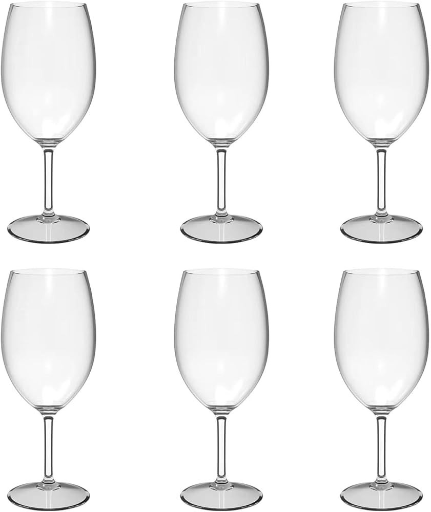 21-ounce Unbreakable Acrylic Wine Glasses Plastic Stem Wine Glasses, set of 6 - All Purpose, Red ... | Amazon (US)