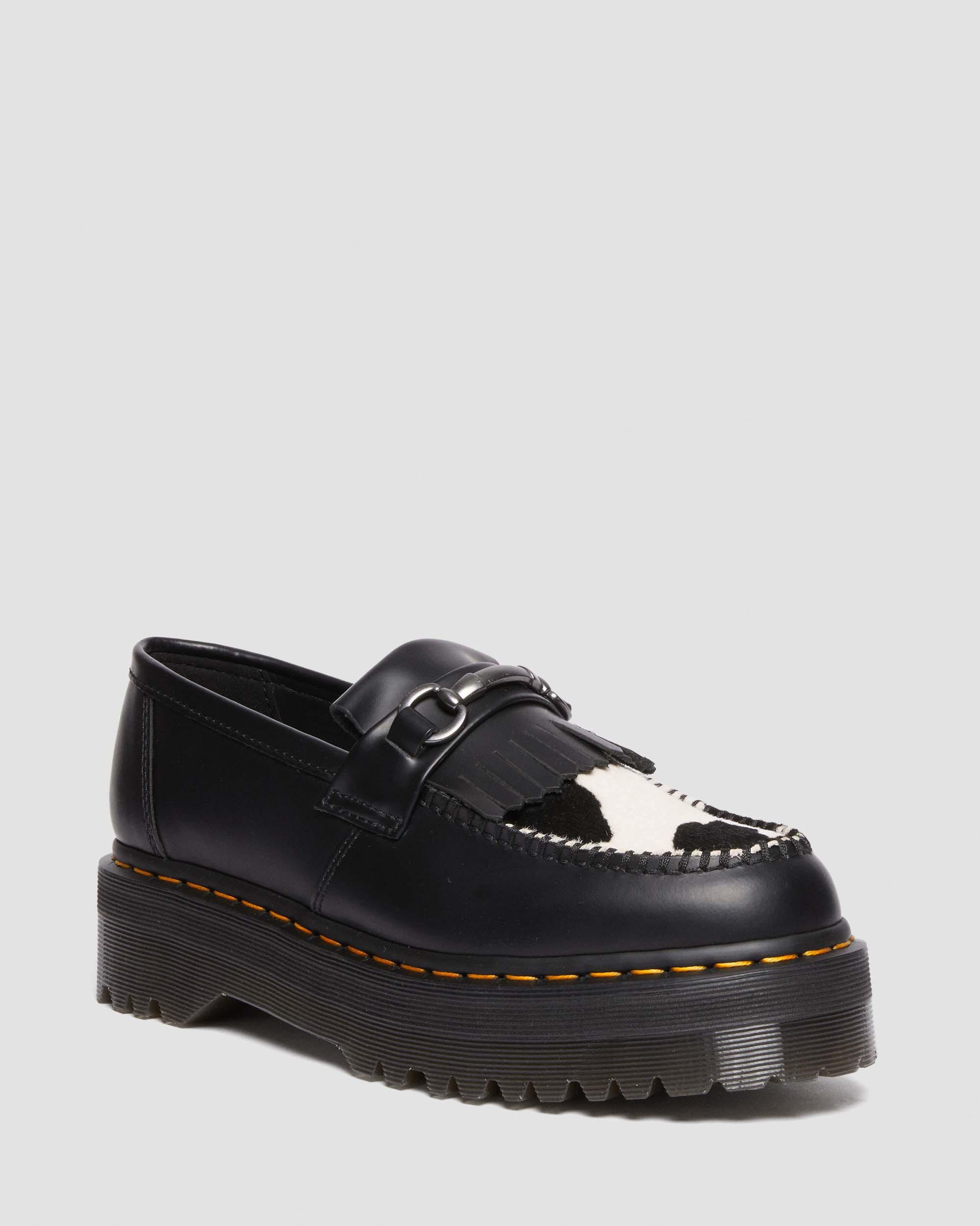 Adrian Snaffle Hair On & Leather Cow Print Kiltie Loafers | Dr. Martens