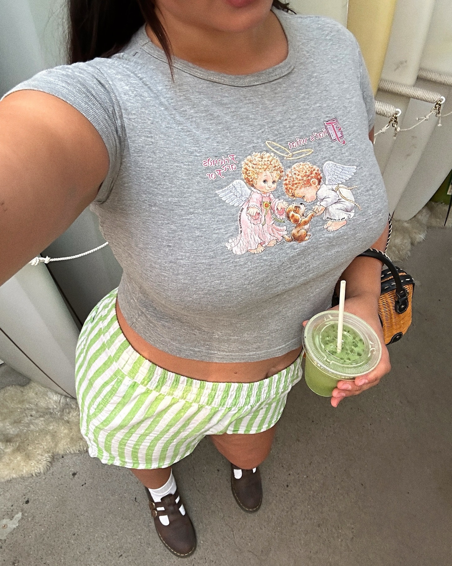 matcha run fit 🎀 thrifted top but i found similar cute ones!! xl in shorts <3 

#LTKBacktoSchool #LTKStyleTip #LTKMidsize