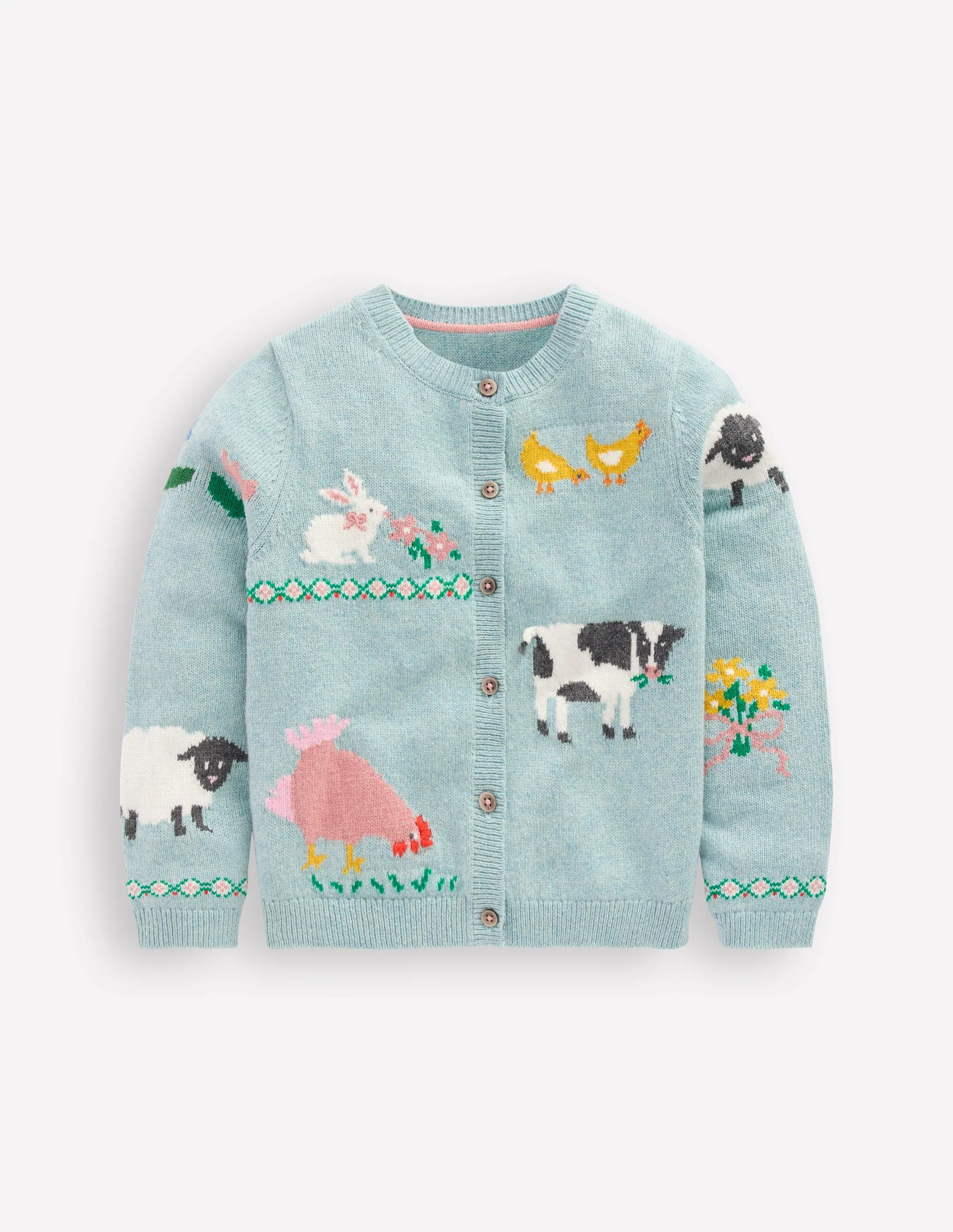 Fun Logo Cardigan-Georgian Blue Easter Motifs | Boden (US)