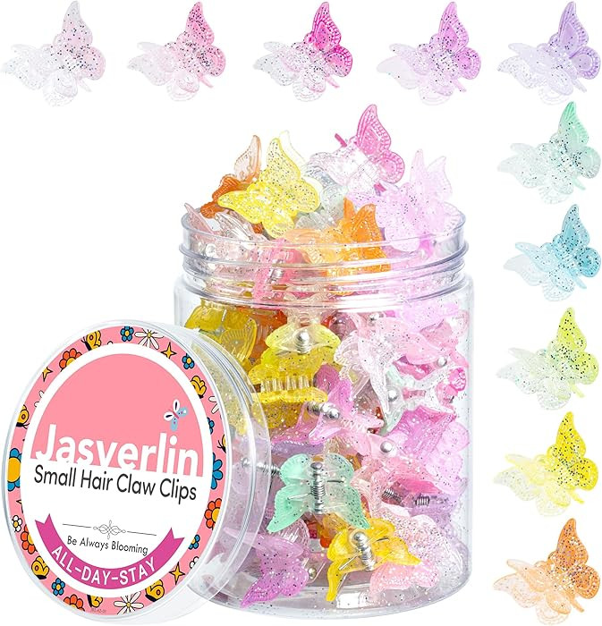 Butterfly Clips for Hair Sparkly Glitter, Small 90s Y2K Butterflies Mini Cute Hair Claws Clips fo... | Amazon (US)