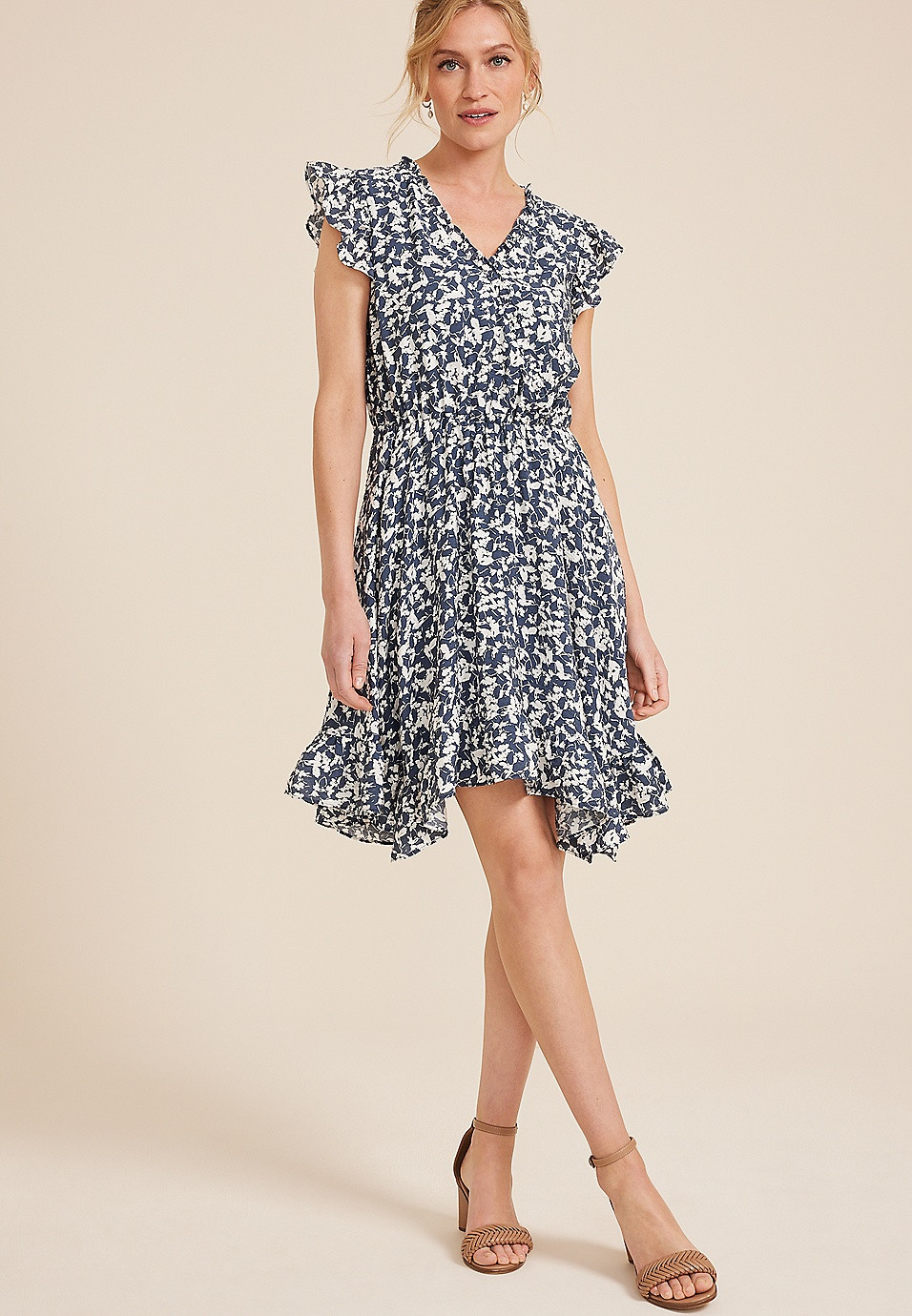 Floral Flutter Sleeve Mini Dress | Maurices