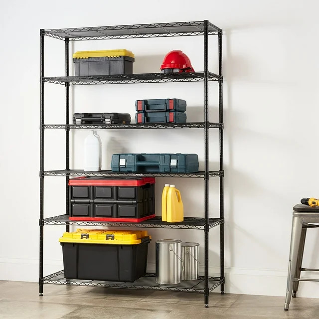 Hyper Tough Steel 6-Tier Storage Shelf Unit 72"H x 18"W x 47.7"D, 2100lb Total Capacity, Black - ... | Walmart (US)