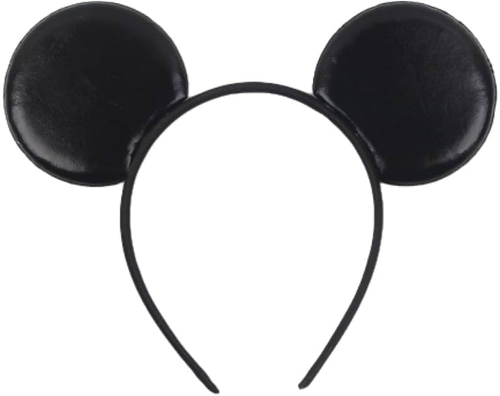 PU Black Mouse Ear Headband Fashion Hairband for Amusement Park Party Unisex Adult and Children | Amazon (US)