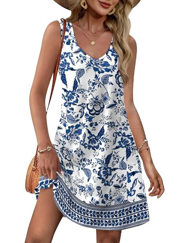 OFEEFAN Womens Summer Dresses 2025 Loose V Neck Sleeveless Sundresses Swimsuit Coverup with Pocke... | Amazon (US)