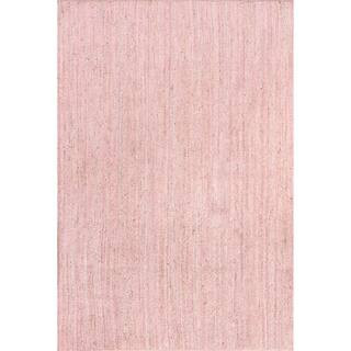 Rigo Hand woven Farmhouse Jute Pink 6 ft. x 9 ft. Area Rug | The Home Depot