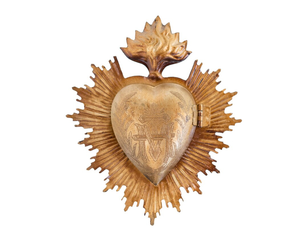 Sacred Heart, Milagro Heart, Antique Gold Heart Box, Catholic Heart, Prayer Box | Etsy (US)