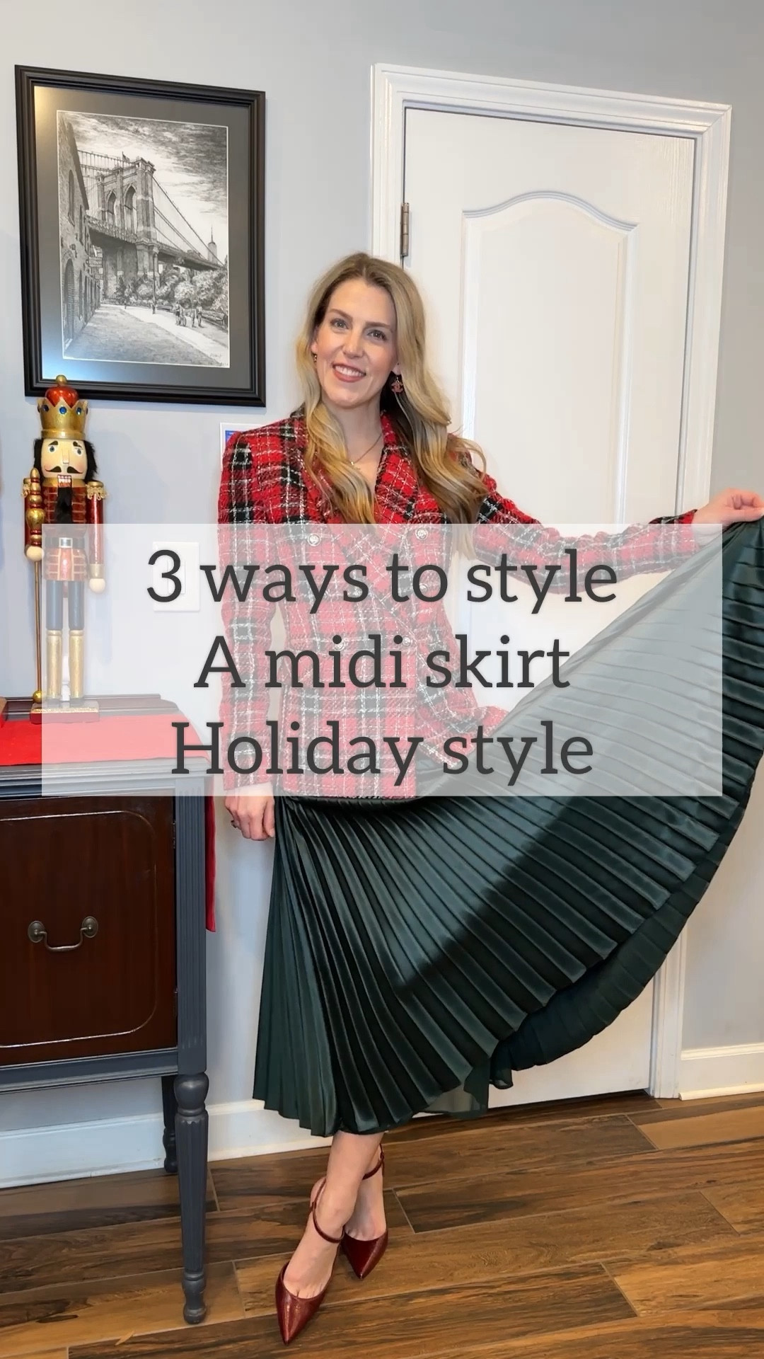 Skirt - older from Nordstrom, linking similar 

Sweater - older from Madewell, linking similar

Blazer - TJ MAXX find, linking similar 

Button down - TJ MAXX find, linking similar 

#LTKstyletip #LTKHoliday #LTKVideo