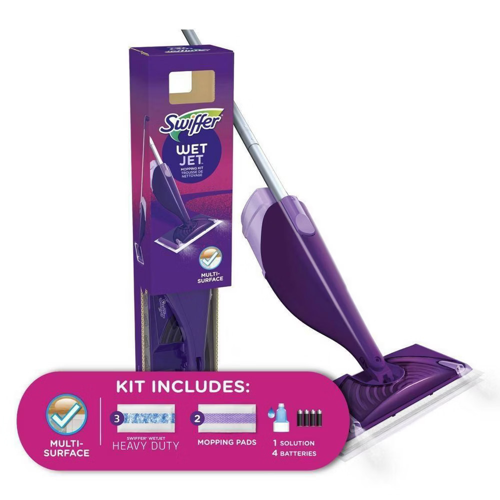 Swiffer WetJet Floor Mop Starter Kit 1 Power Mop 5 Mopping Pads 1 Floor Cleaner Liquid Solution | Target