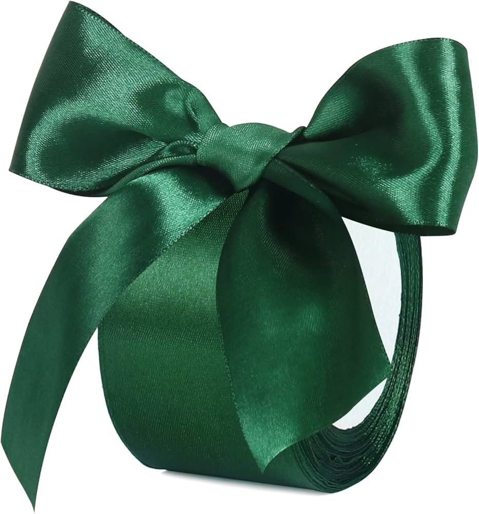 Green Satin Ribbon, 24 Yards 2 inch Wide Silky Gift Ribbon for Bow Making, Christmas Gift Wrappin... | Amazon (US)