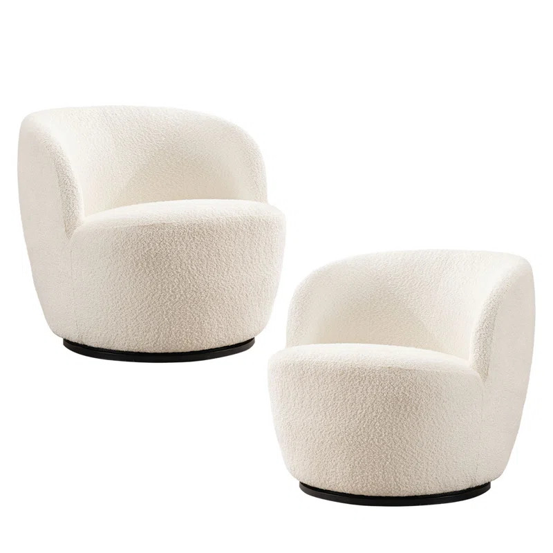 Nen Upholstered Swivel Accent Chairs, Boucle Swivel Barrel Chair, Accent Arm Chairs for Small Spa... | Wayfair North America