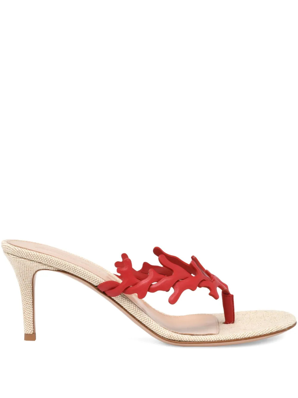 Gianvito Rossi 70mm Ocean Thong coral-appliqué heeled sandals - Neutrals | Farfetch Global