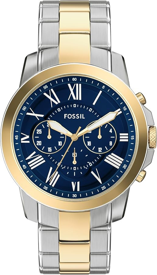 Fossil Men's Watch, Grant Quartz Stainless Steel Chronograph Watch for Men | Amazon (US)