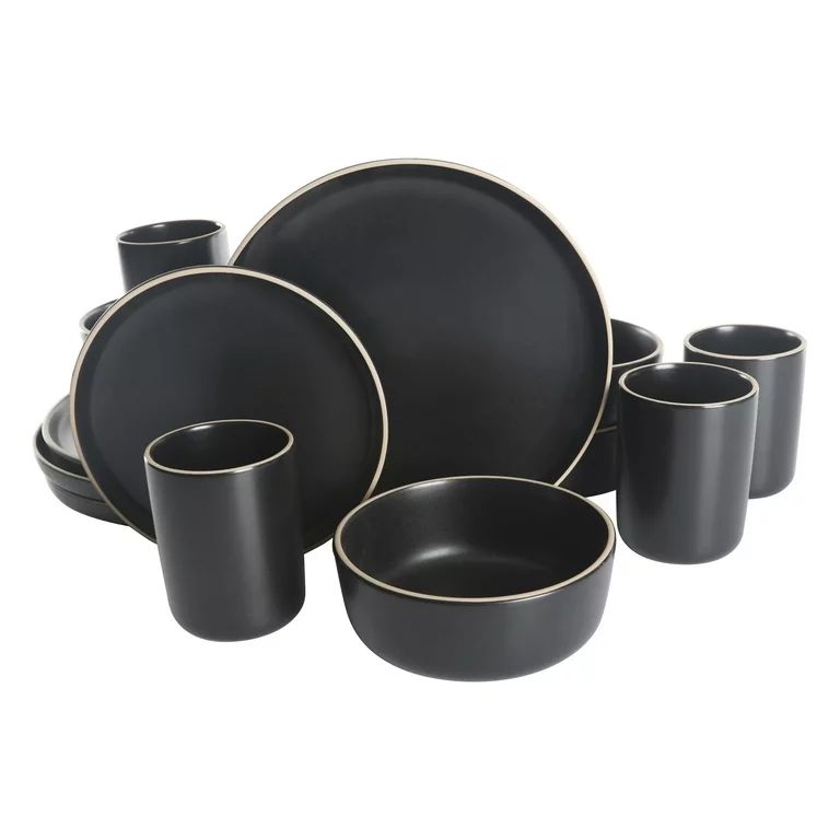 Gap Home 16-Piece Round Black Stoneware Dinnerware Set | Walmart (US)