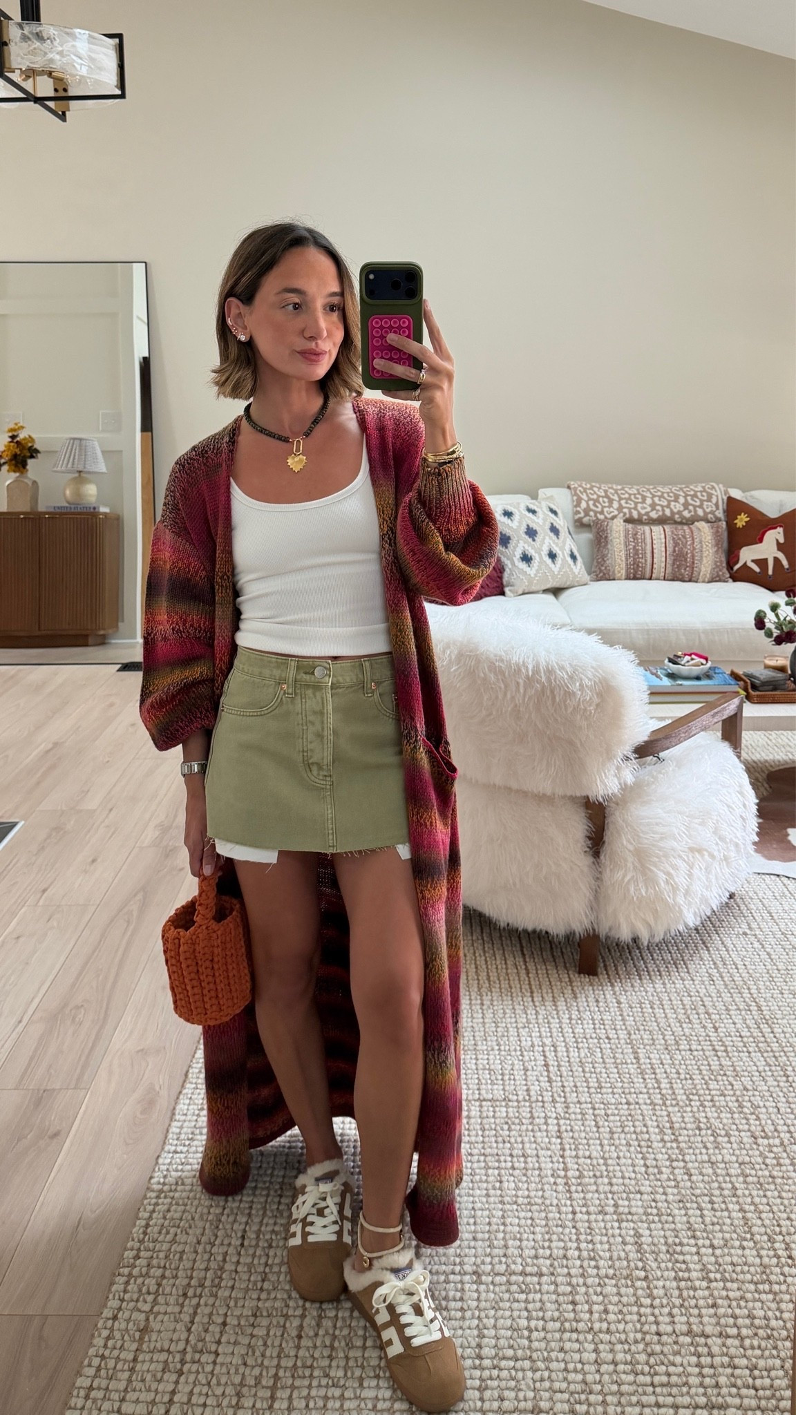 24 skirt, XS tank and cardi! I had the cardigan hemmed