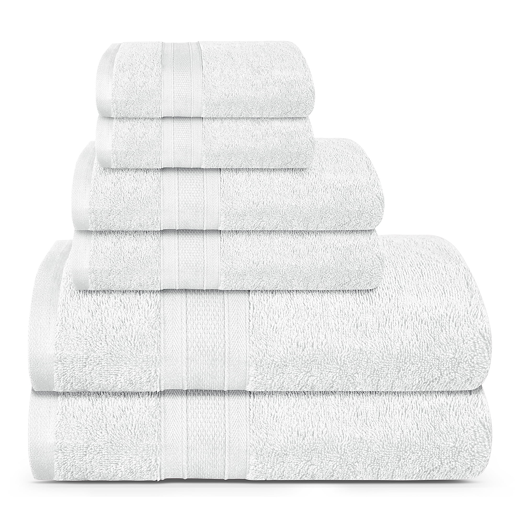 TRIDENT Feather Touch, 100% Cotton, 6 Piece Set, 2 Bath Towels, 2 Hand Towels, and 2 Washcloths, ... | Walmart (US)