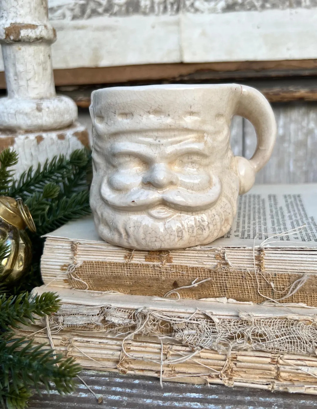 Vintage Ironstone Santa Claus Cup Mug FULL SIZE Creamy White Santa Farmhouse Christmas Decor RARE... | Etsy (US)