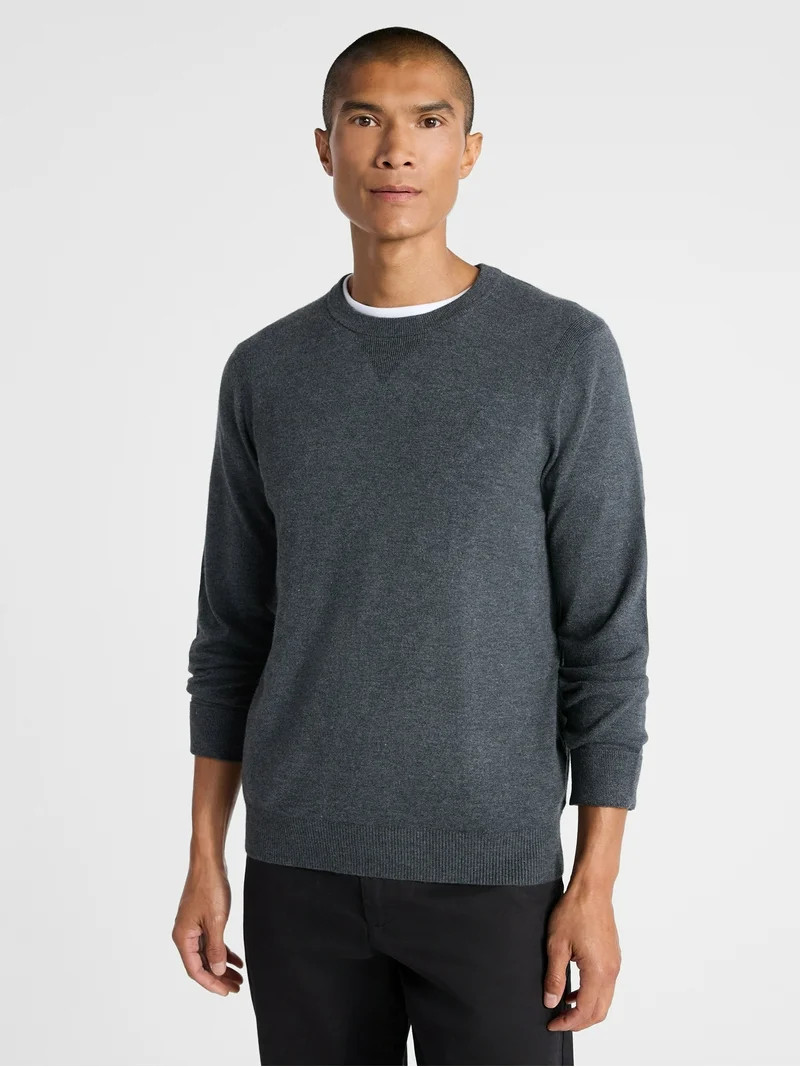 Free Assembly Men's Cozy Yarn Everyday Crewneck Sweater with Long Sleeves, Size XS-3XL | Walmart (US)