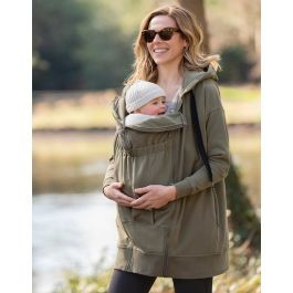 Cotton Khaki 3 in 1 Maternity Hoodie | Seraphine 
