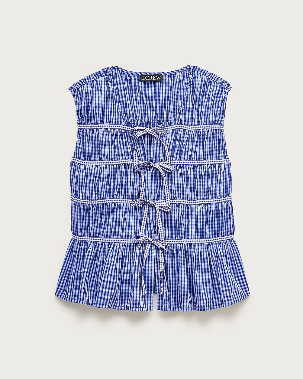 Tie-front top in gingham | J. Crew US