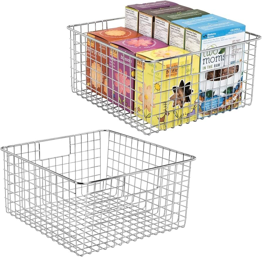 mDesign Metal Wire Food Storage Basket Organizer with Handles for Organizing Kitchen Cabinets, Pa... | Amazon (US)