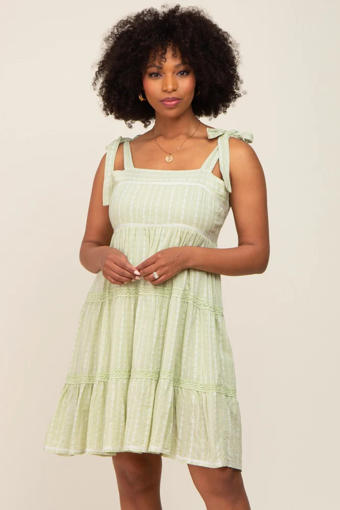 Sage Printed Sleeveless Tiered Dress | PinkBlush Maternity