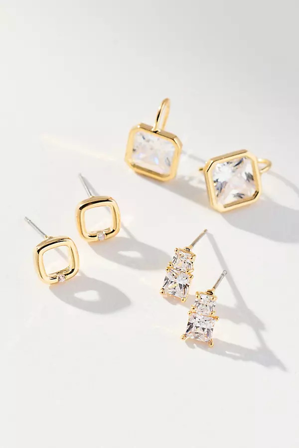 Square Huggie Earrings, Set of 3 | Anthropologie (US)