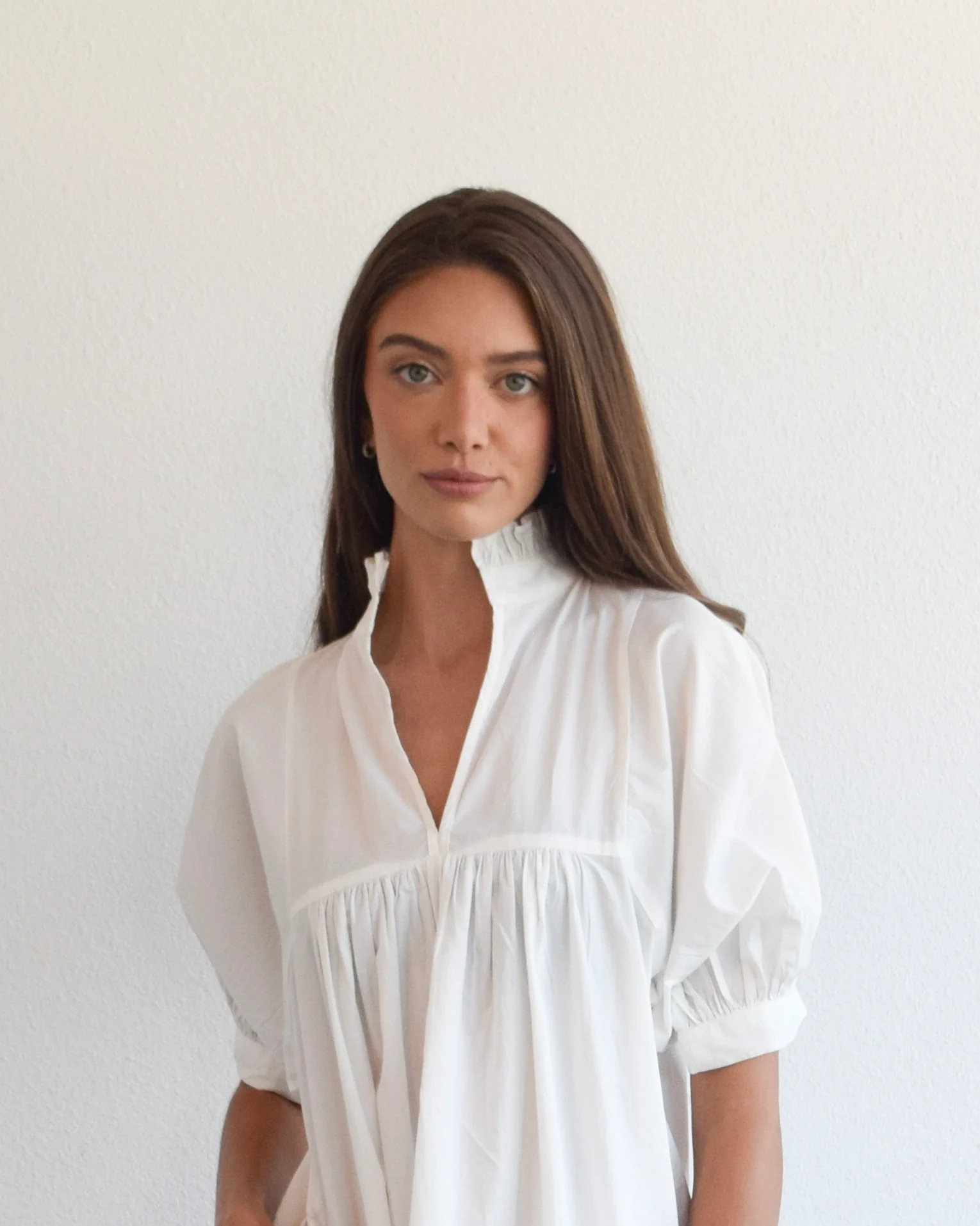 High Neck Top Snow White Poplin | Never A Wallflower