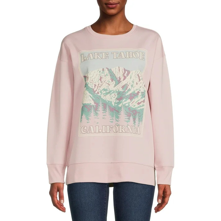 Time and Tru Women’s Scenic Graphic Sweatshirt - Walmart.com | Walmart (US)