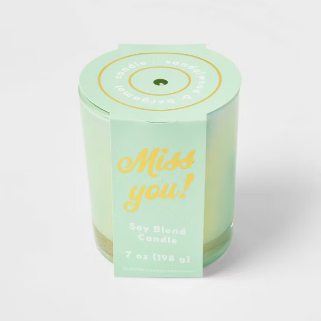 7oz Celebration Mint Glass with Iridescent Finish 'Miss You' Candle - Opalhouse™ | Target