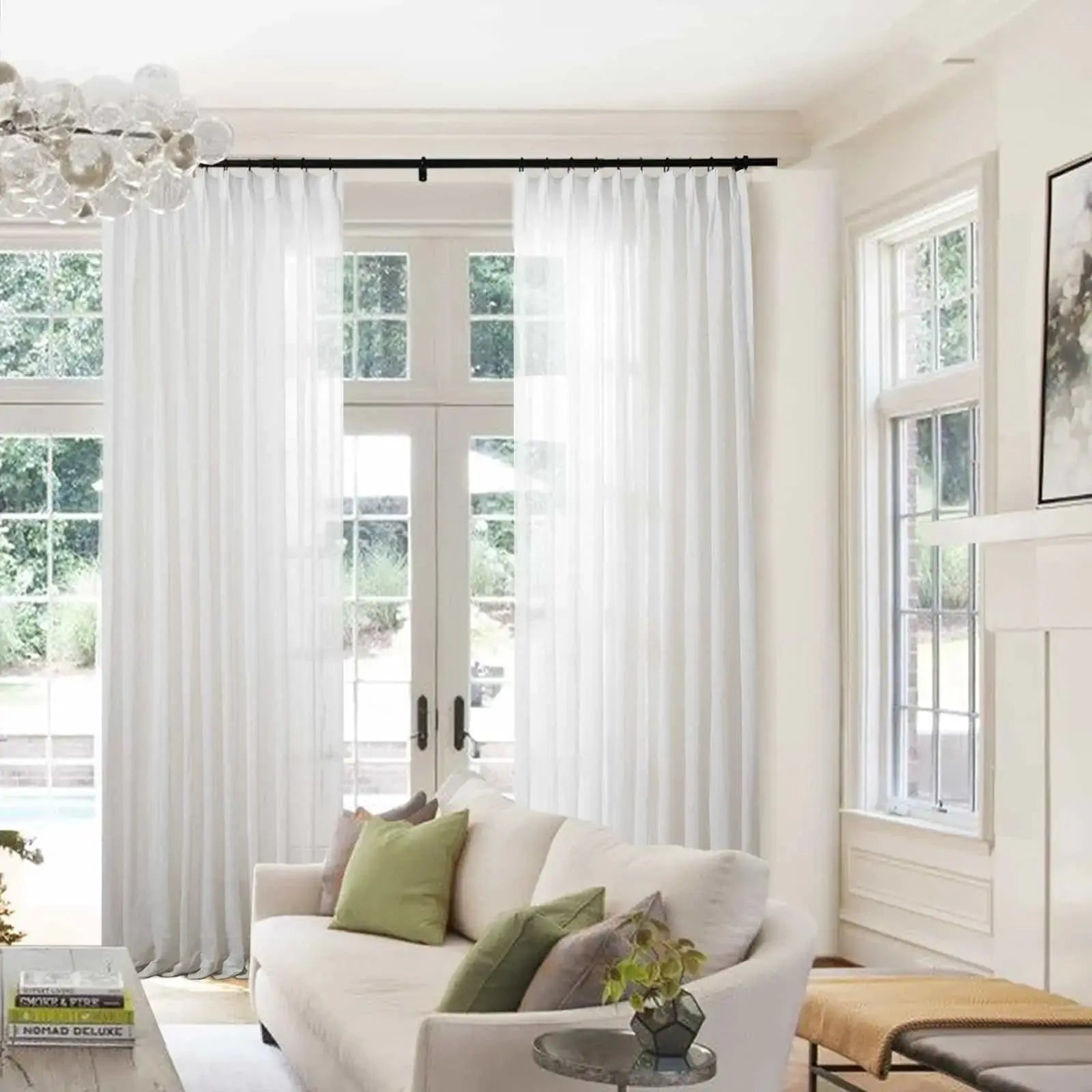 Flynn Airy Lightweight Sheer Curtain Pleated - Natural D87-1 | TWOPAGES