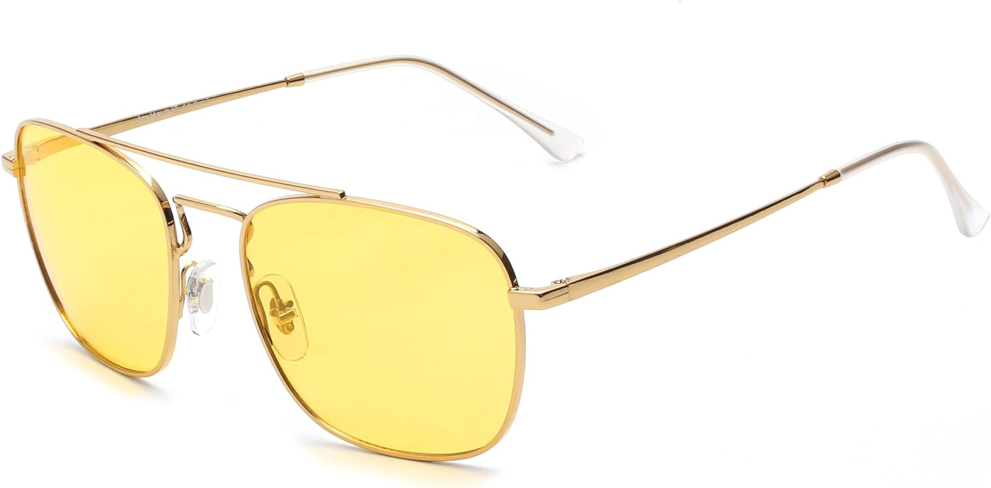 JIM HALO Retro Square Aviator Sunglasses Premium Glass Lens Flat Metal Eyewear Men Women | Amazon (US)