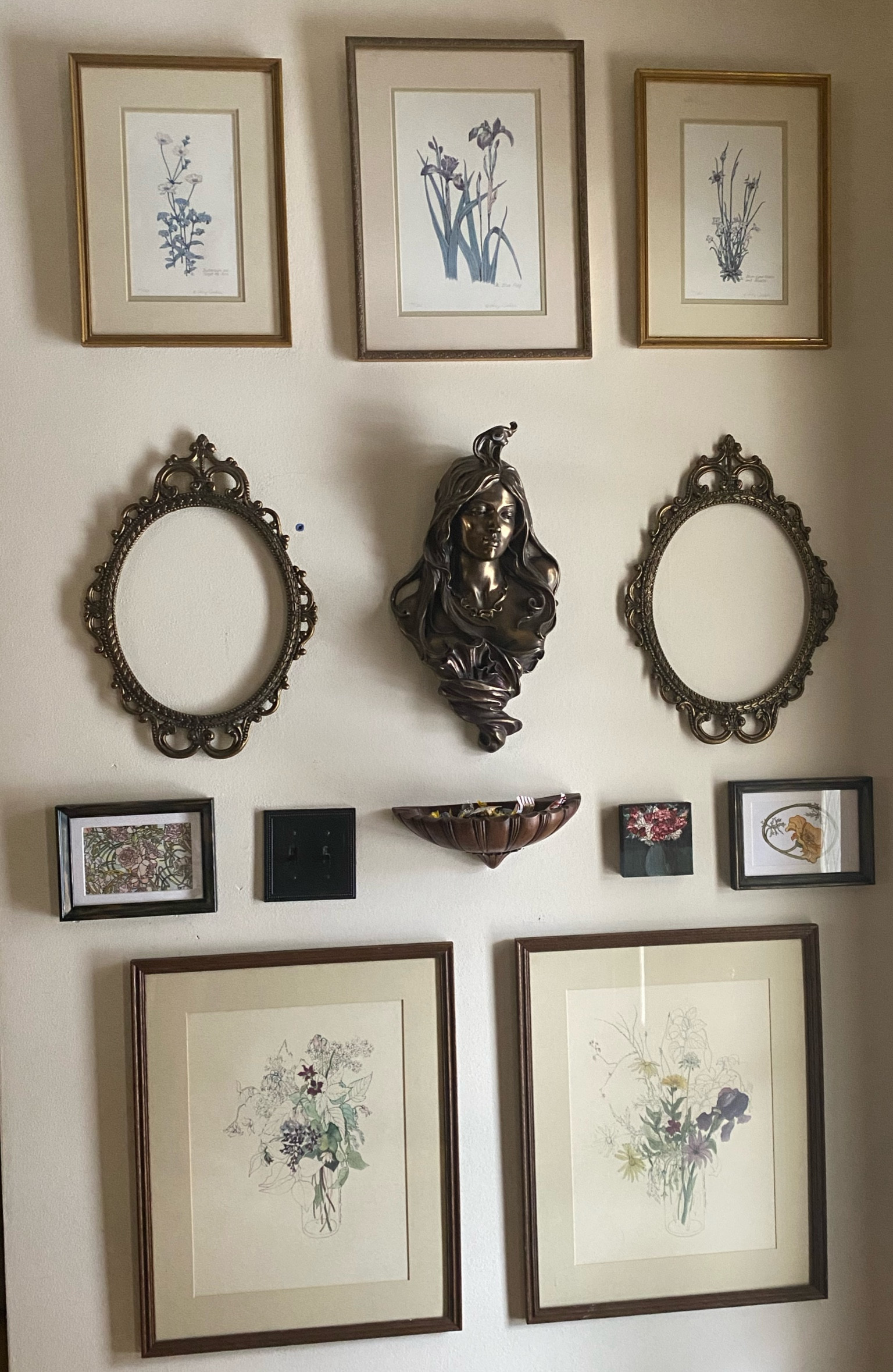 Thrifting is a great way to add artistic interest to your space. To achieve this looking for originals or prints in a theme or from a similar artist to lay out. Utilize empty frames or unconventional items like outdoor sculptures or wall pottery. Add your own art projects as well. Switch them out for seasons. A wallpaper or mural behind can add contrast. Show off your design style and personality

#LTKStyleTip #LTKHome #LTKOver40