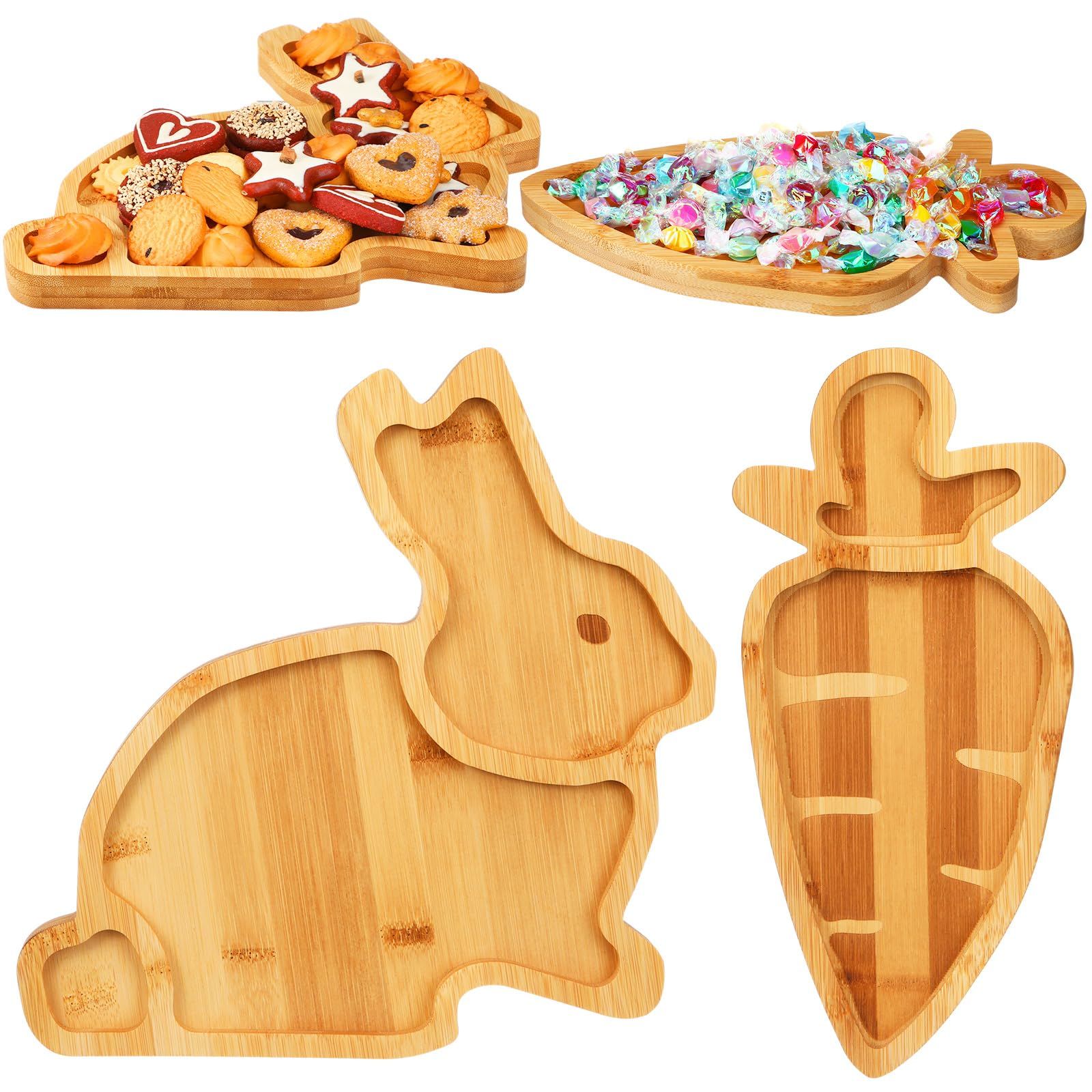 2 Pcs Cute Bamboo Serving Tray Charcuterie Board Natural Wooden Snack Platters Gifts Party Suppli... | Amazon (US)