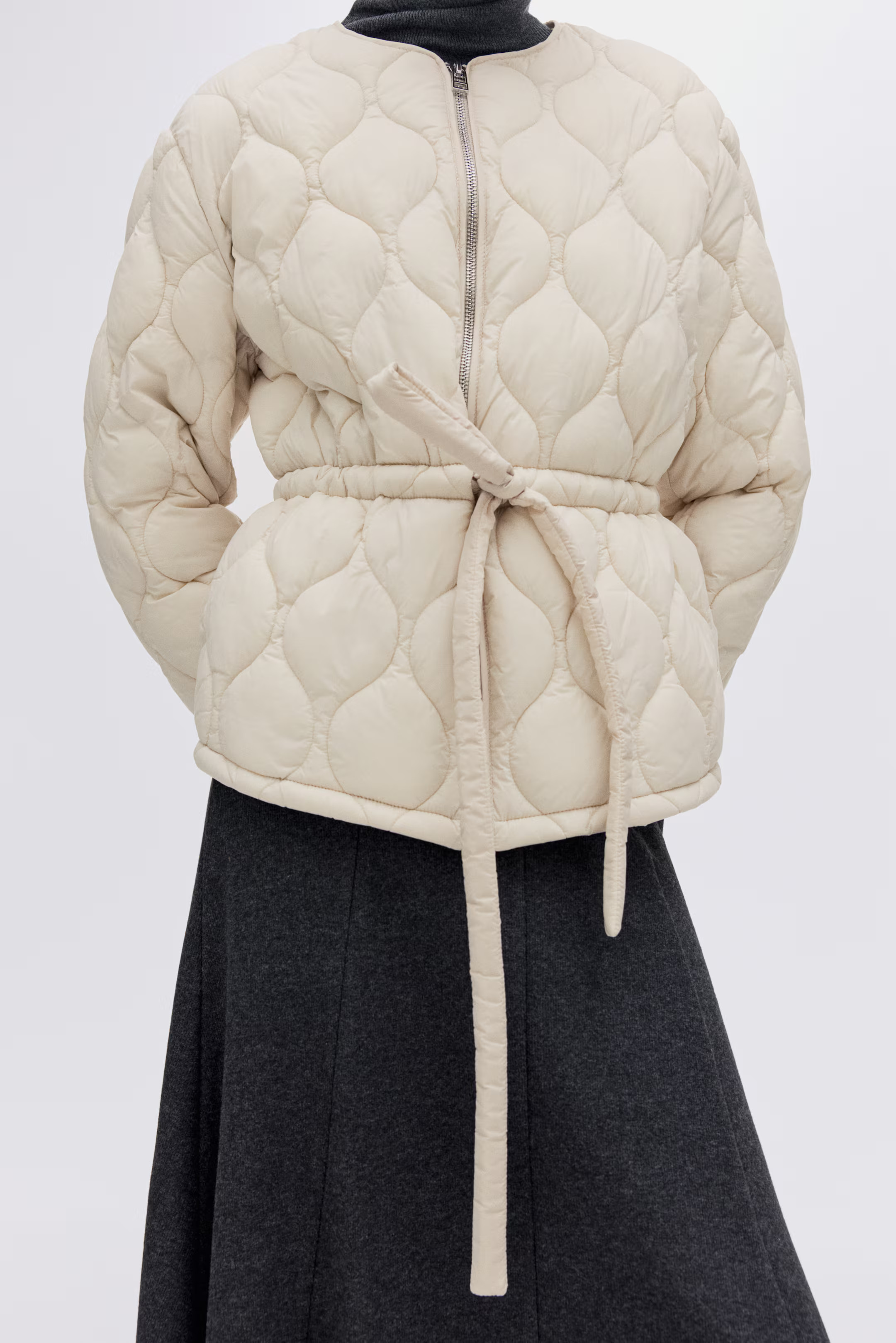 Quilted jacket - Light beige - Ladies | H&M GB | H&M (UK, MY, IN, SG, PH, TW, HK)