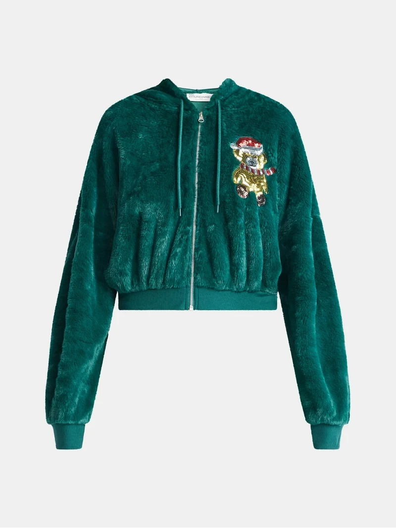 No Boundaries Christmas Plush Jacket, Women's & Women's Plus | Walmart (US)