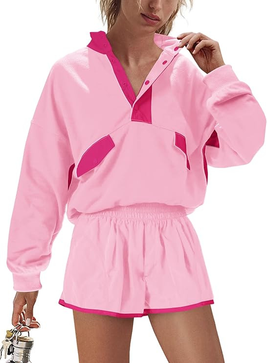 Nirovien Womens Workout Sets Short Athletic Set Activewear 2 Piece Outfits Pullover Sweatshirt an... | Amazon (US)