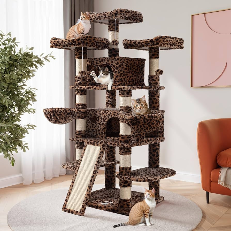 SHA CERLIN 68 Inches Multi-Level Large Cat Tree for Large Kitties/Big Cat Tower with Condo/Cozy P... | Amazon (US)